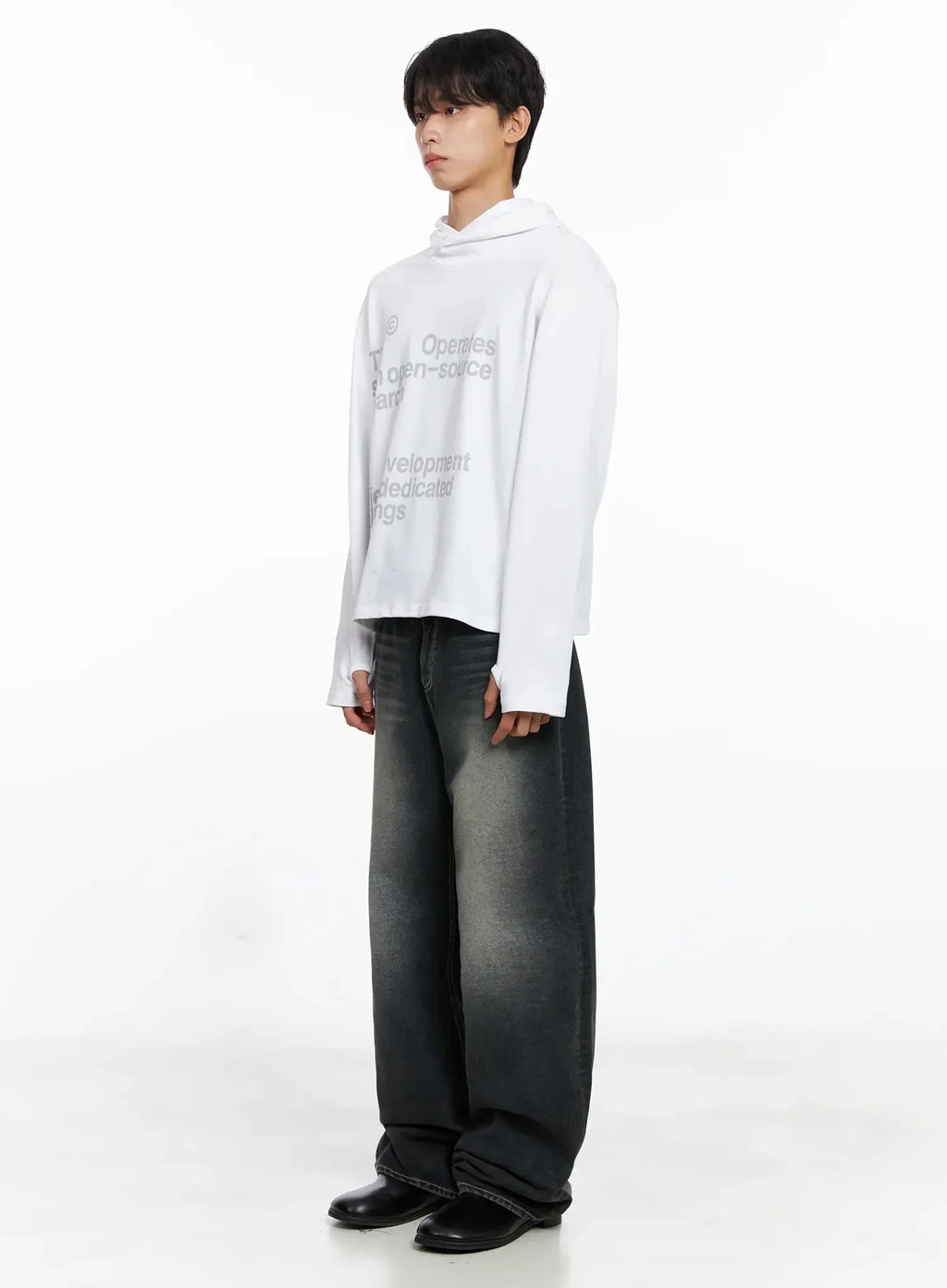 Men's Smoky Faded Wide Denim Jeans IO517