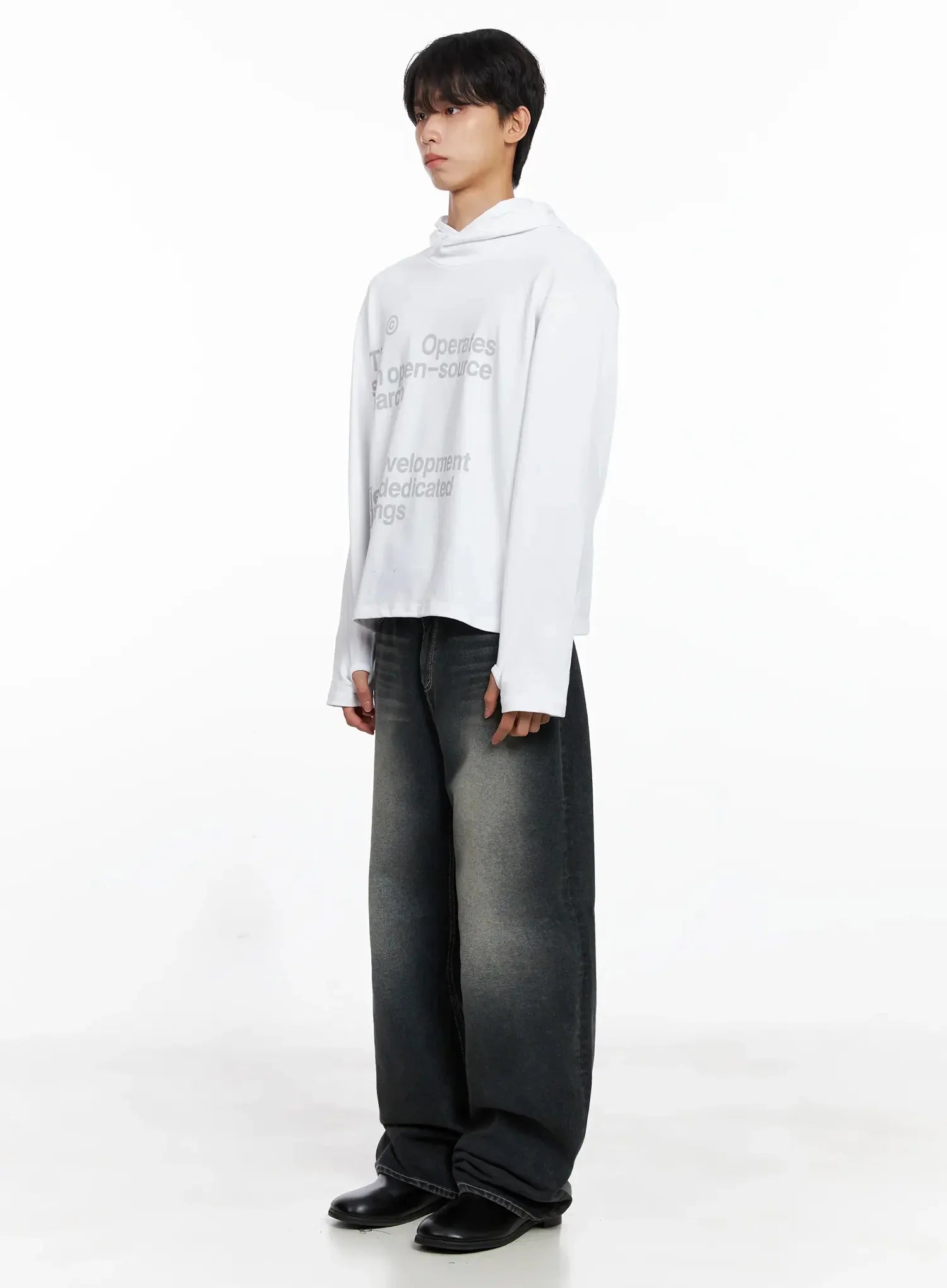 Men's Smoky Faded Wide Denim Jeans IO517