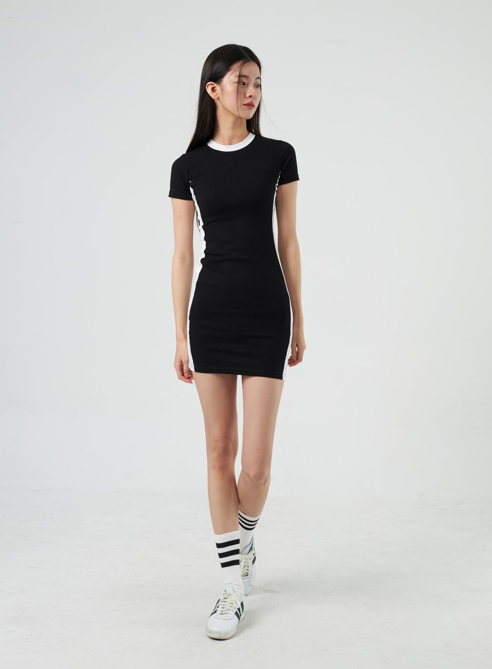 Two Color Knit Mini Dress IY318