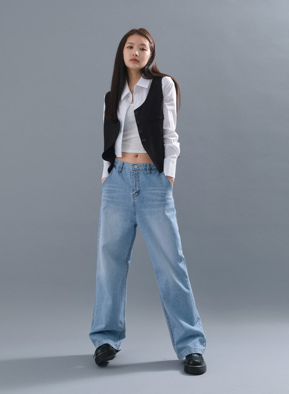 Cropped Button Down Vest CM3