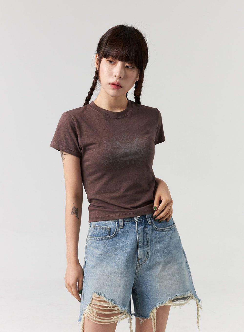 Ripped Hem Wide Leg Shorts CL327