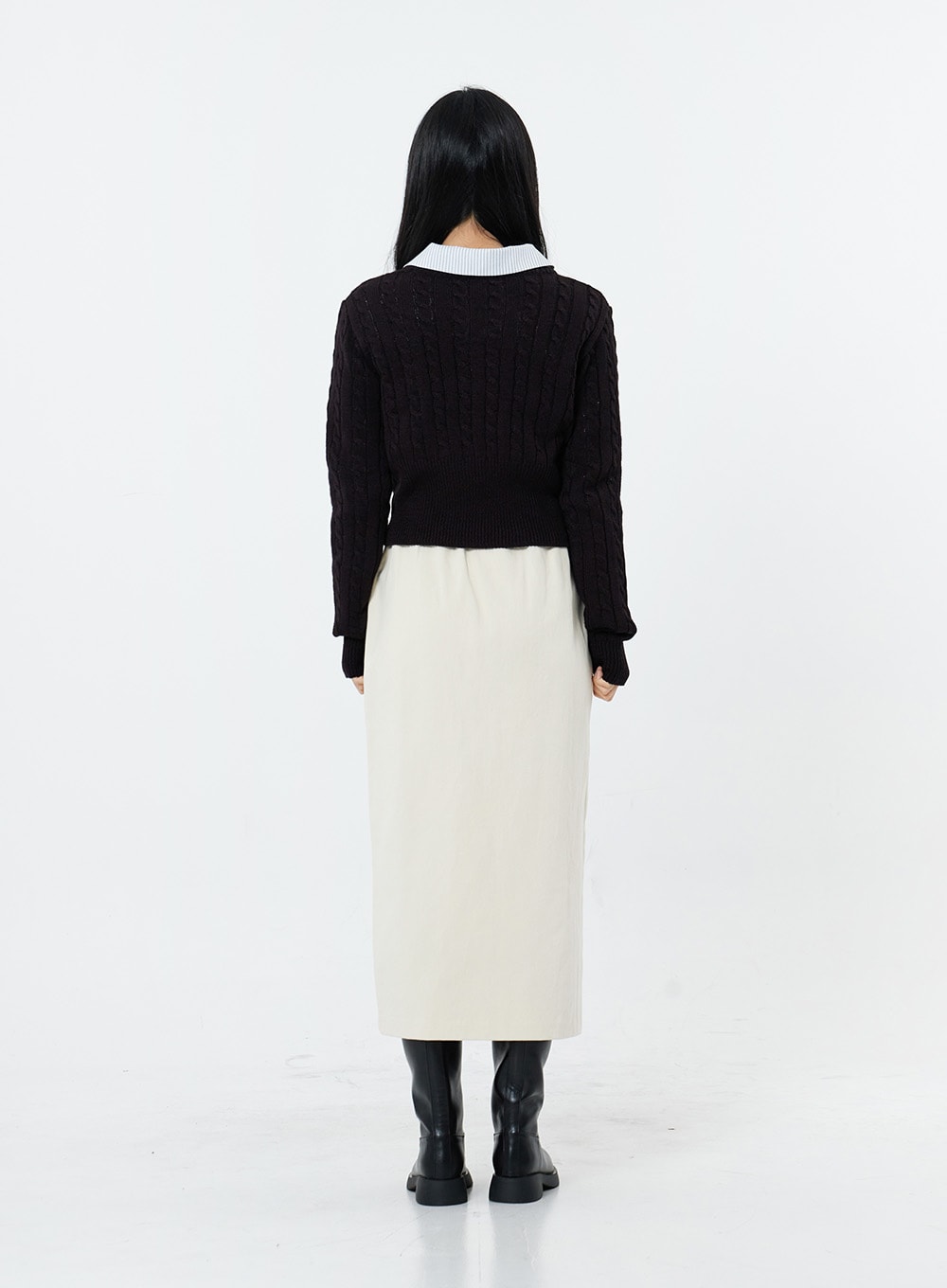 Round Neck Twist Crop Long Sleeve Knit OS26