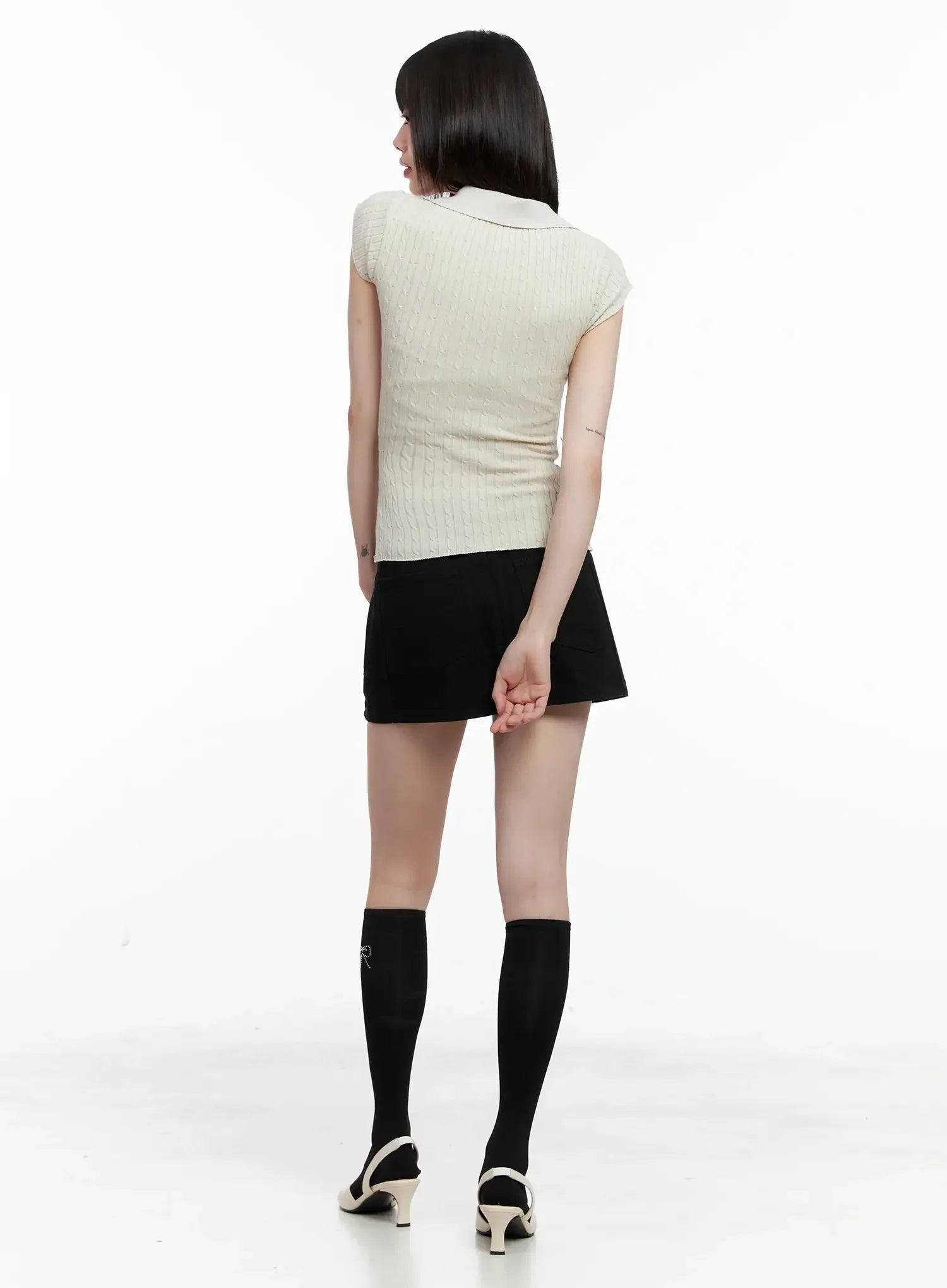 Rhinestone Heart Knee-High Socks IL531