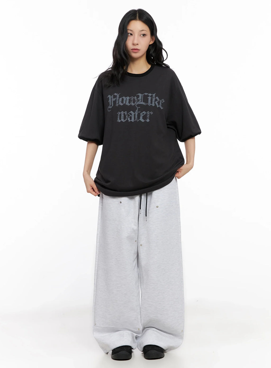 Wide-Leg Stud Accent Sweatpants IG508