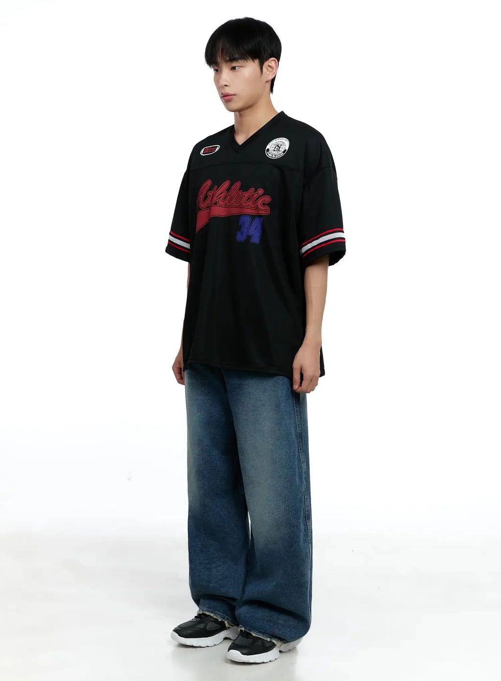 Men's Frayed Hem Baggy Jeans IG520