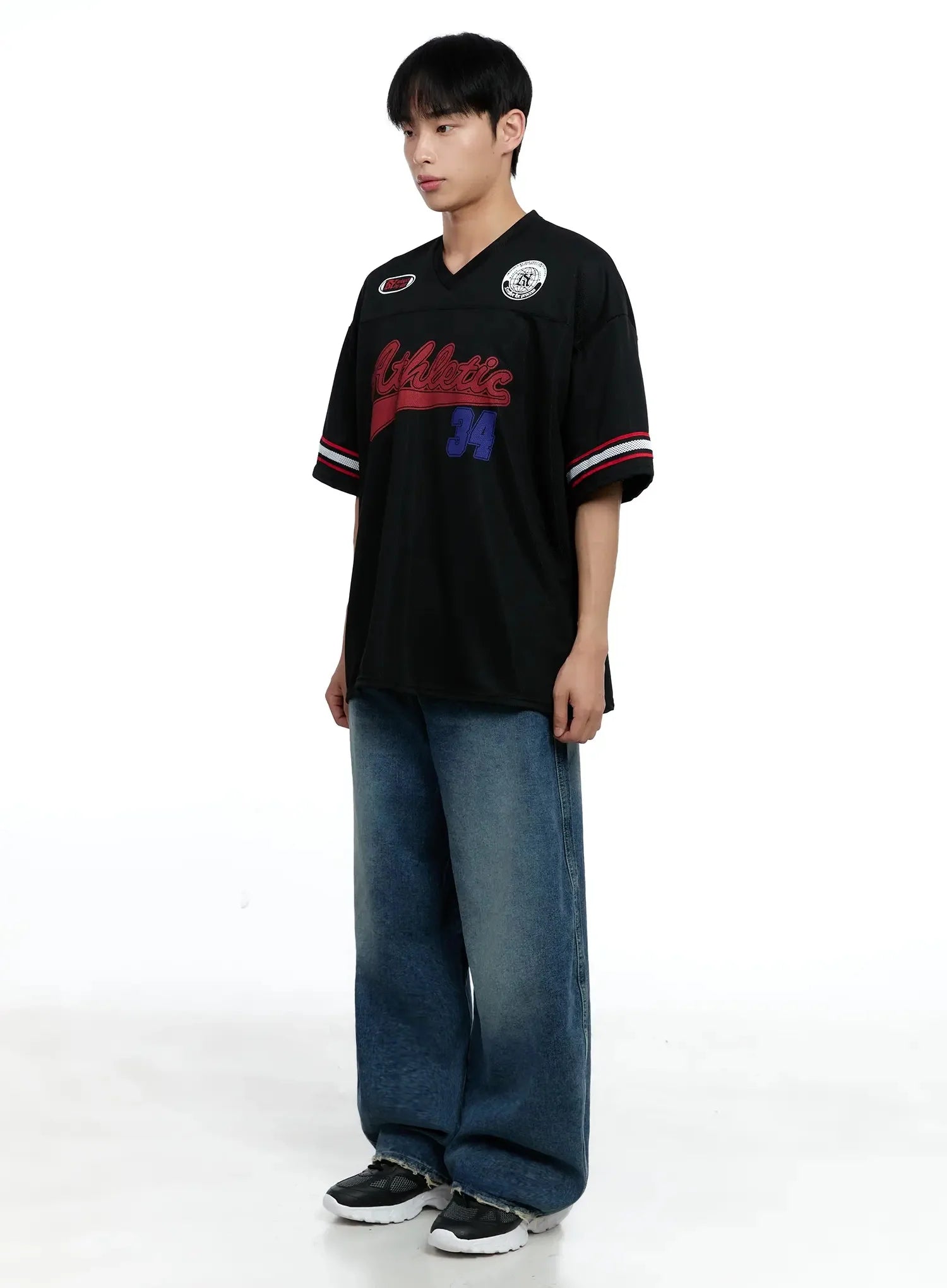 Men's Frayed Hem Baggy Jeans IG520