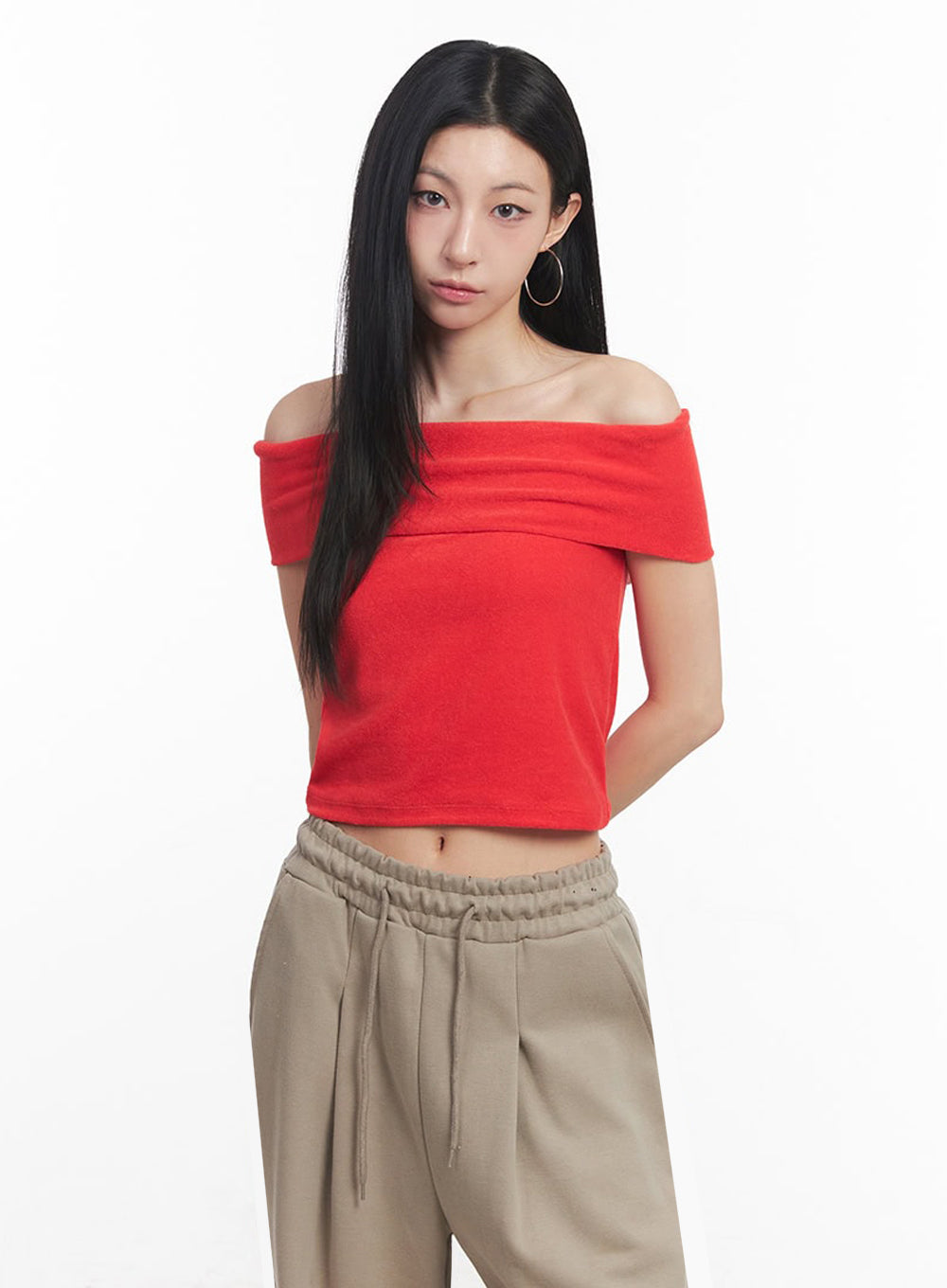 Classic Off-Shoulder Crop Top IY516