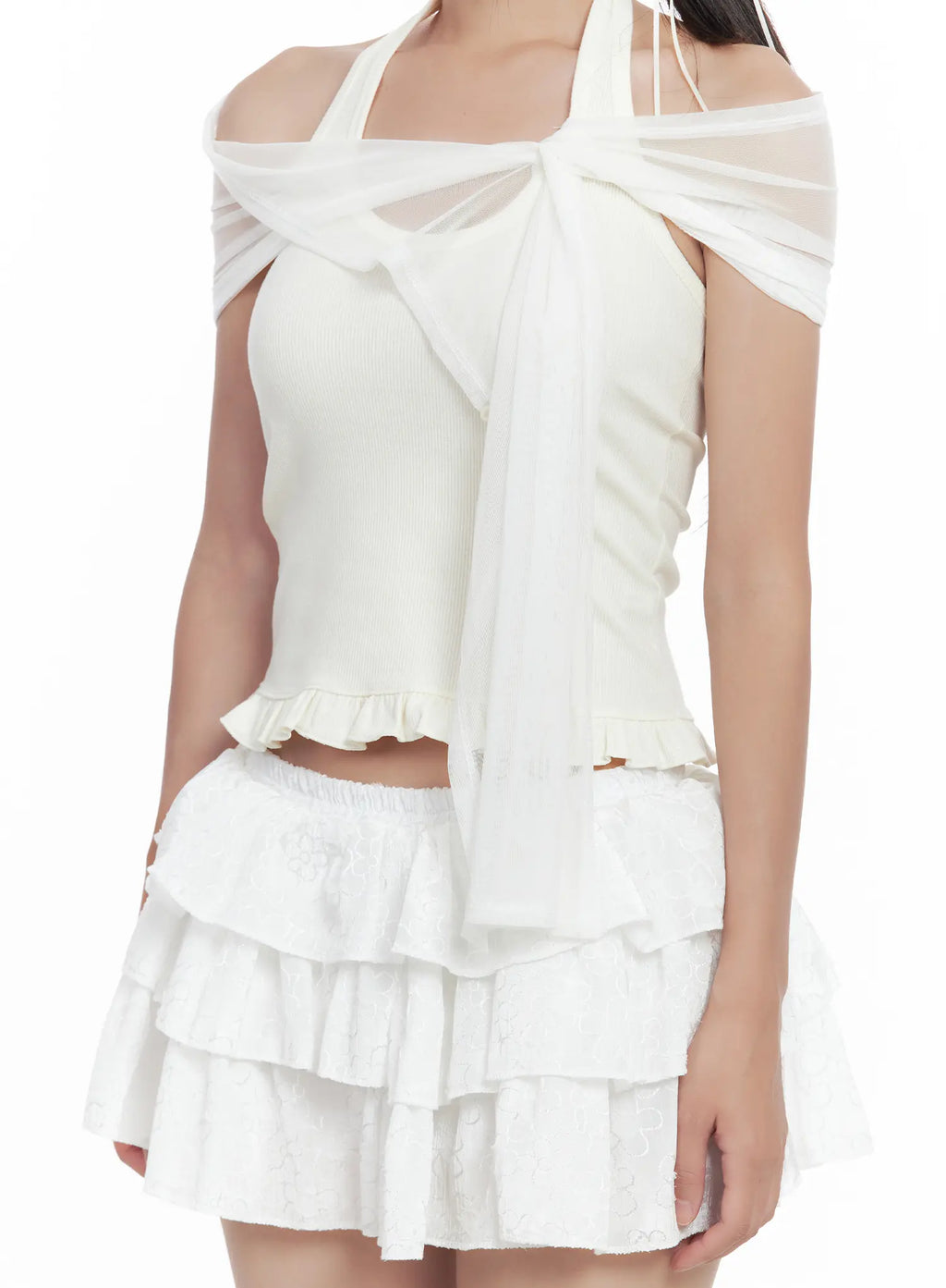 Sheer Layered Halter Tank CL509