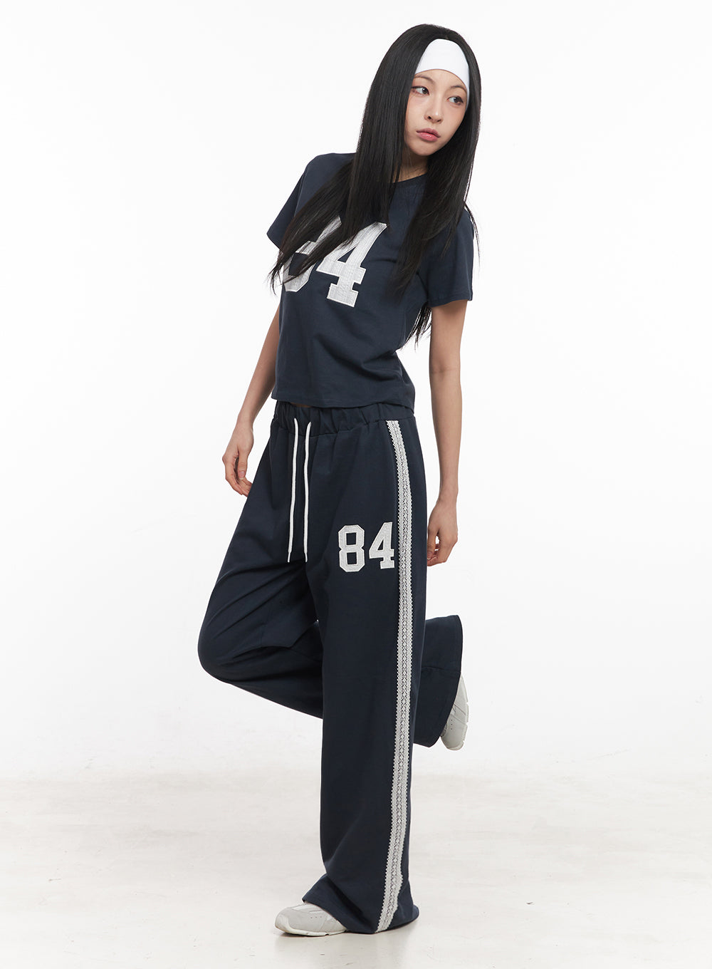 Lace Embroidered "84" Graphic Tee IY516