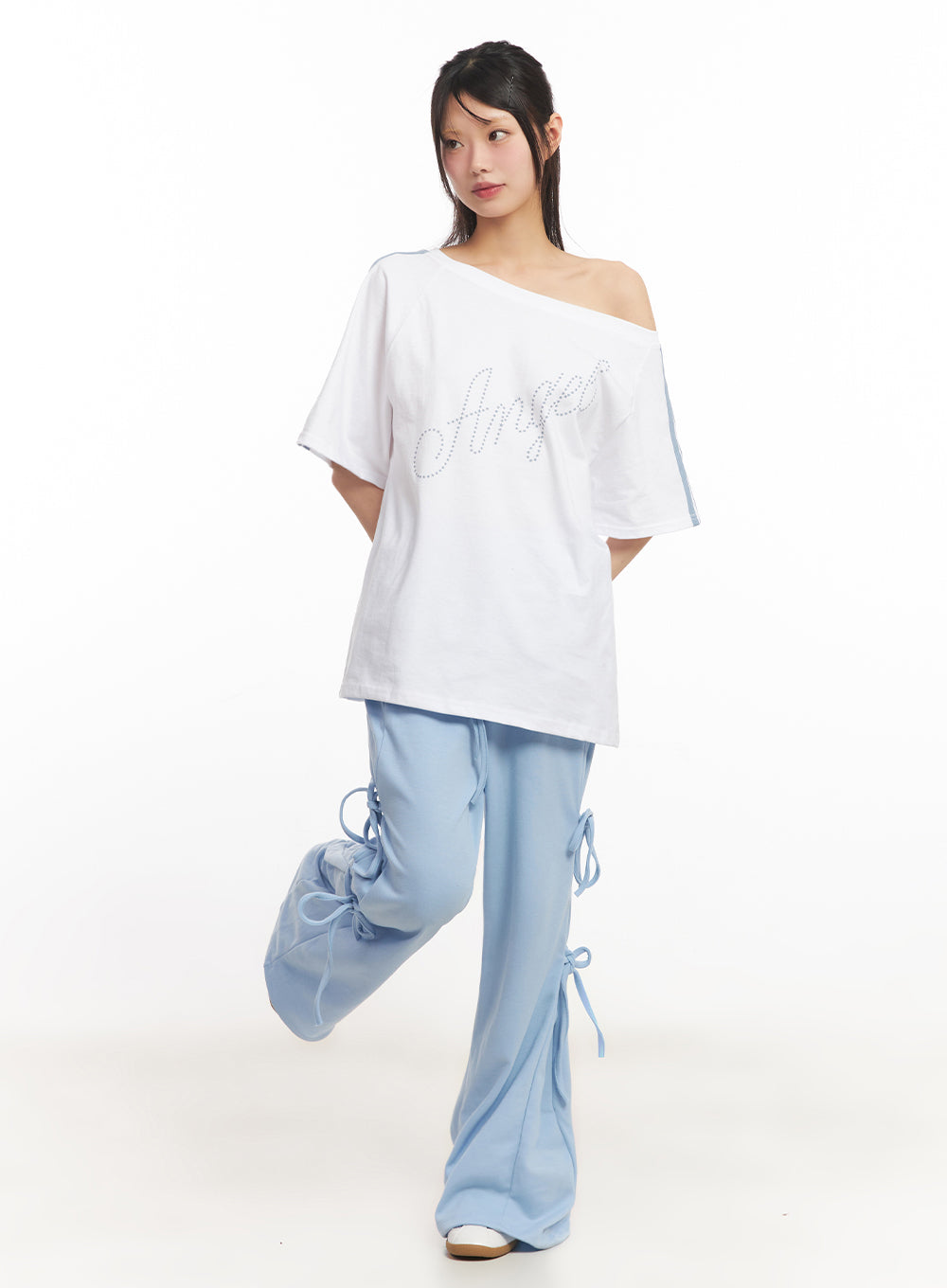 Angel One-Shoulder Stripe T-Shirt IY502