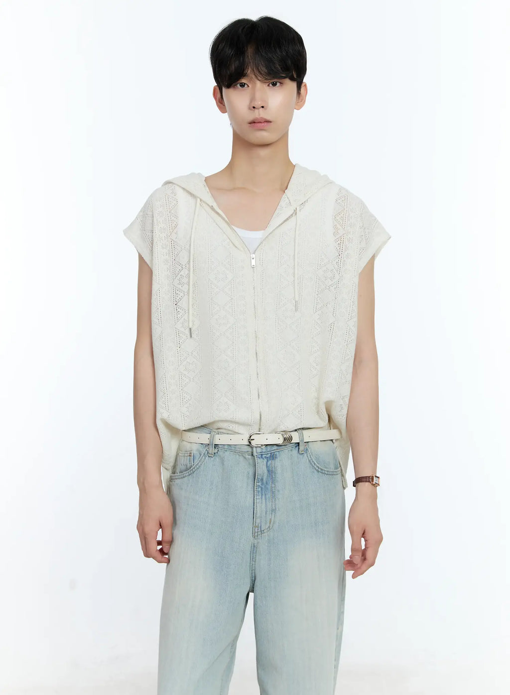 Men's Sleeveless Knit Zip-Up Jacket IG501