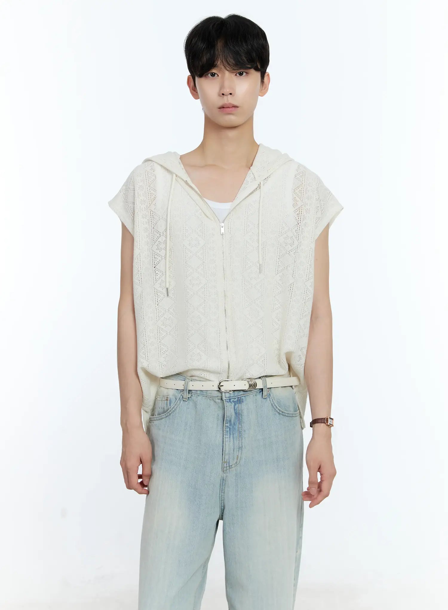 Men's Sleeveless Knit Zip-Up Jacket IG501