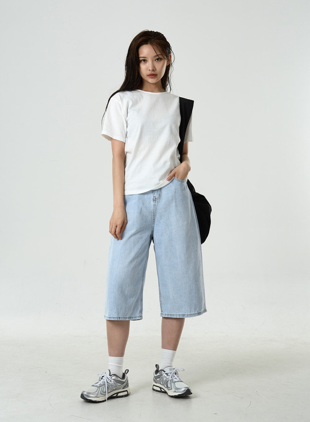 Basic Long Denim Shorts CU7