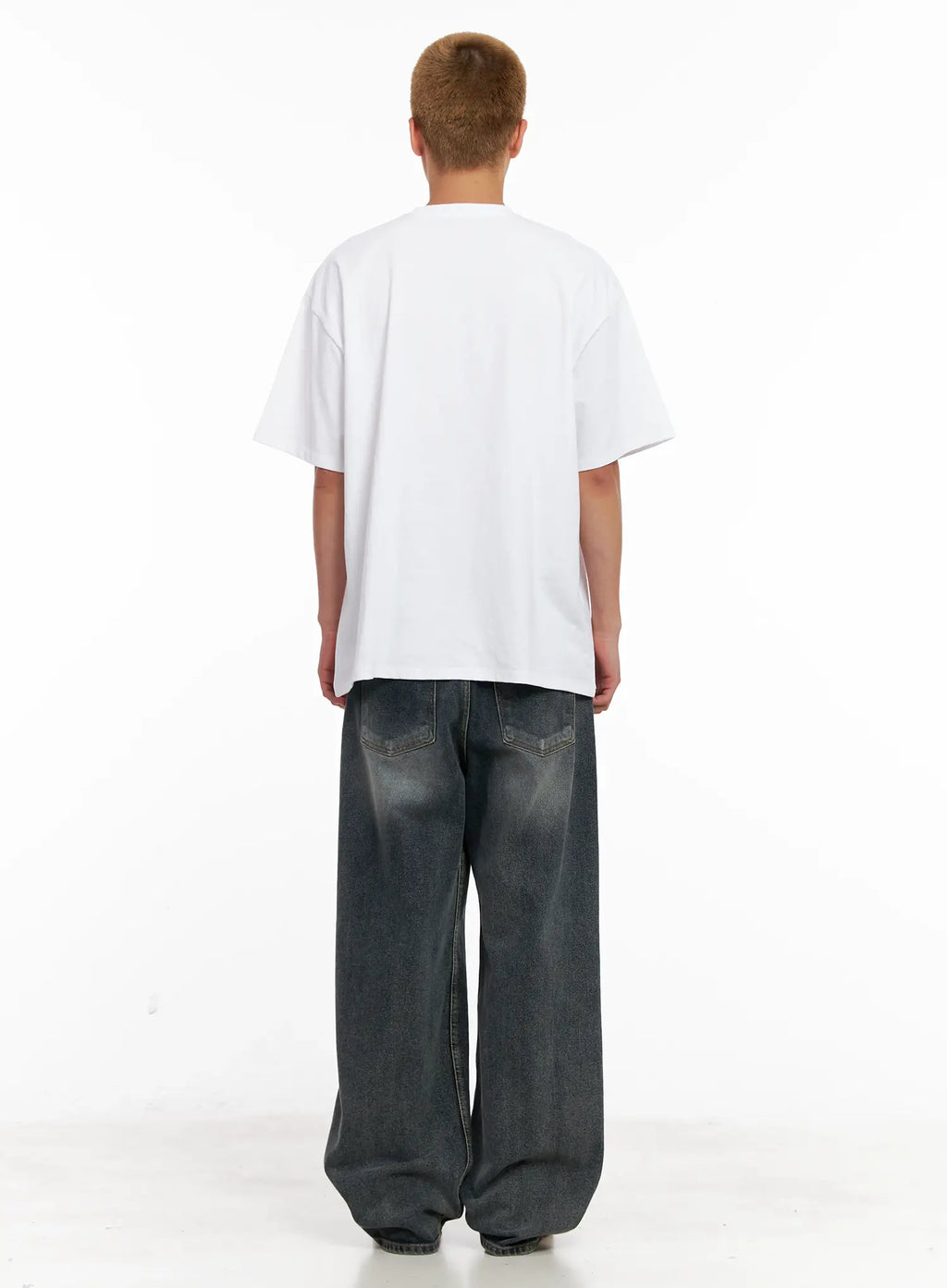 Men's Washed Wide-Leg Jeans IL518