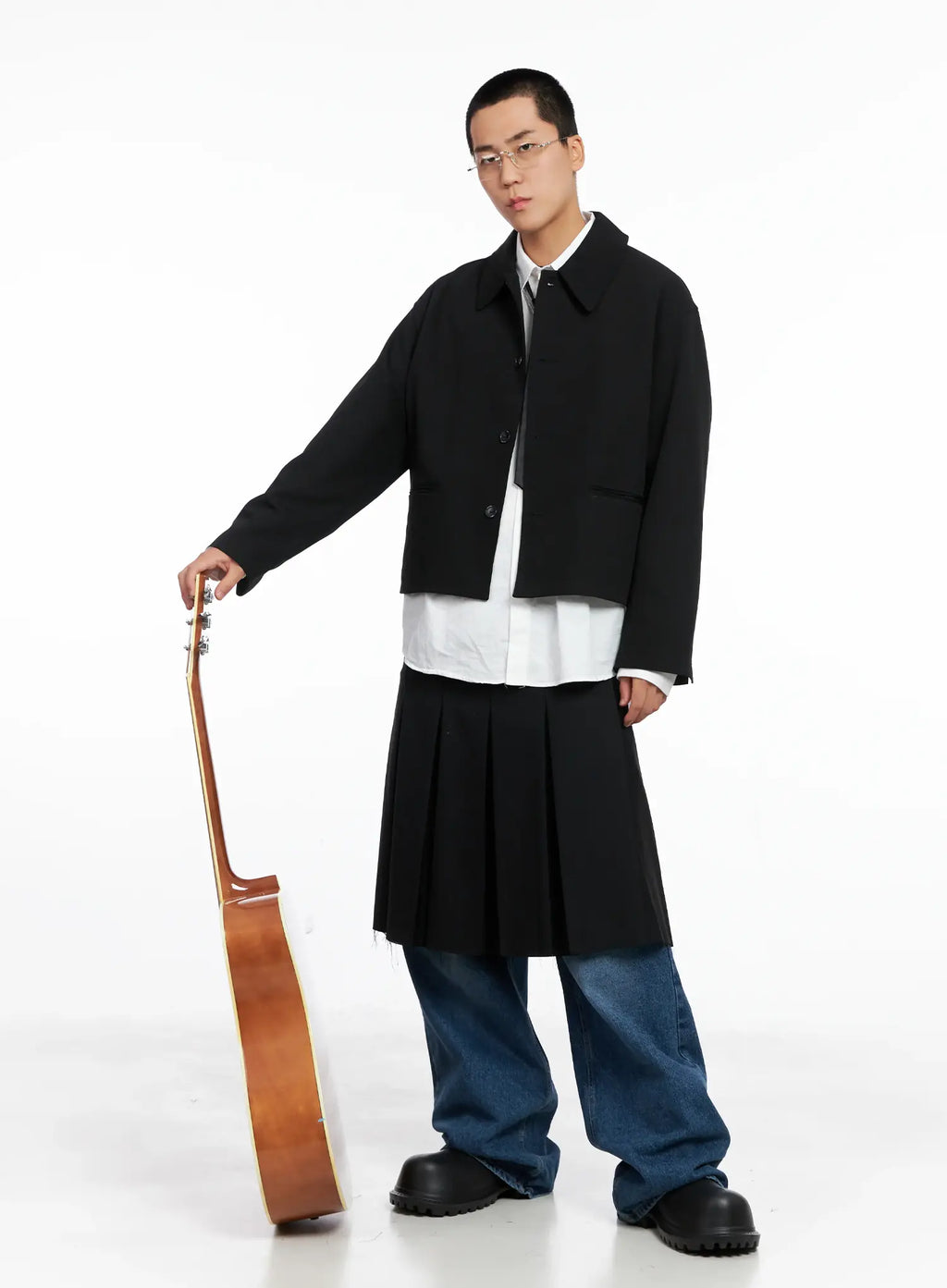 Men's Cropped Button-Up Jacket IS502