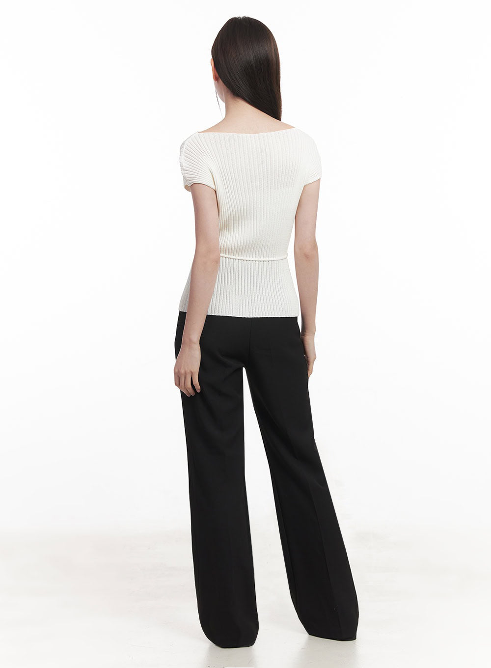 High-Waisted Bootcut Slacks IY508