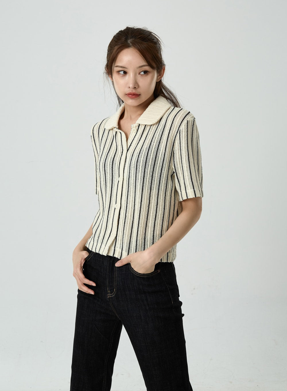 Semi Boot-Cut Raw Denim Pants CU11