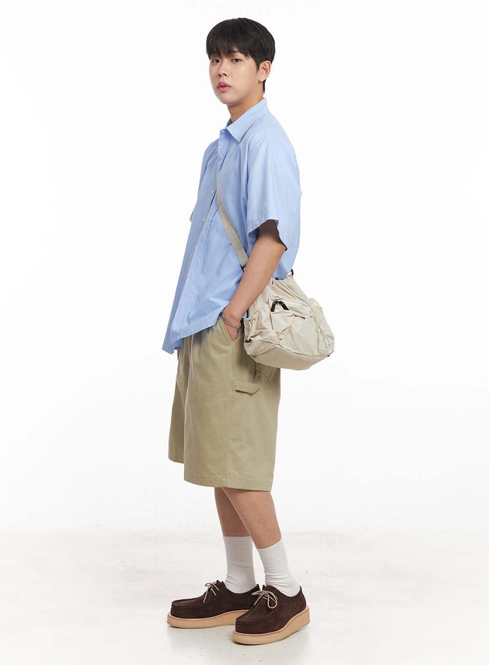 Men's Oversized Collared Short Sleeve Shirt IA529