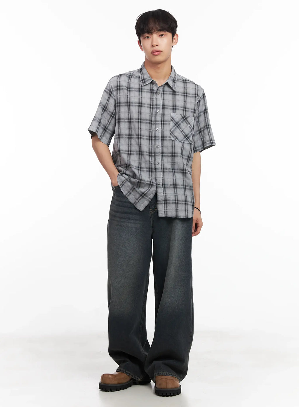 Men's Washed Baggy Jeans IU519