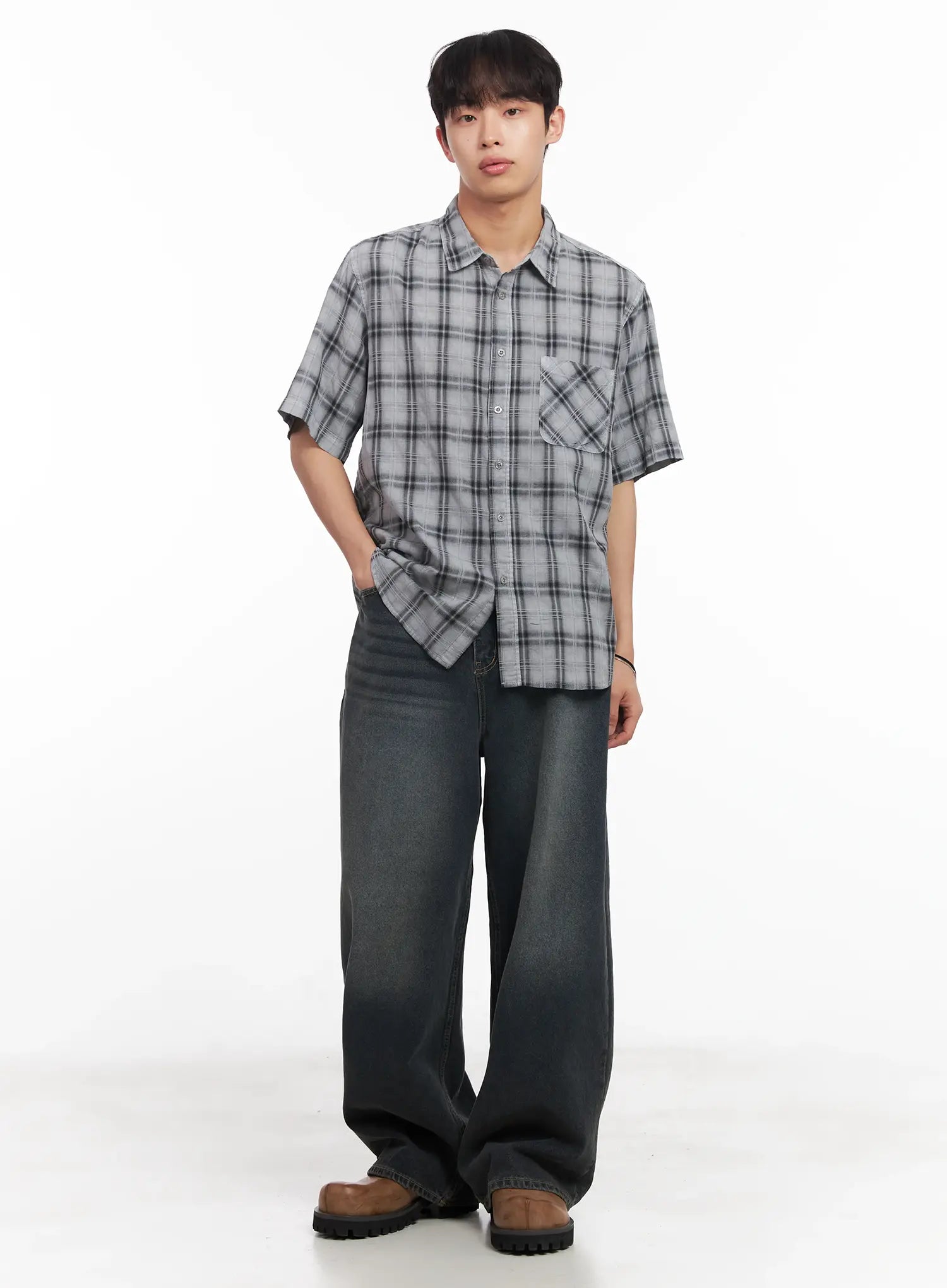 Men's Washed Baggy Jeans IU519