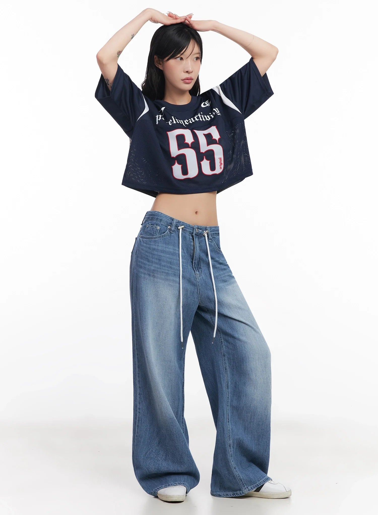 Tsuki Baggy Drawstring Denim Jeans IC503