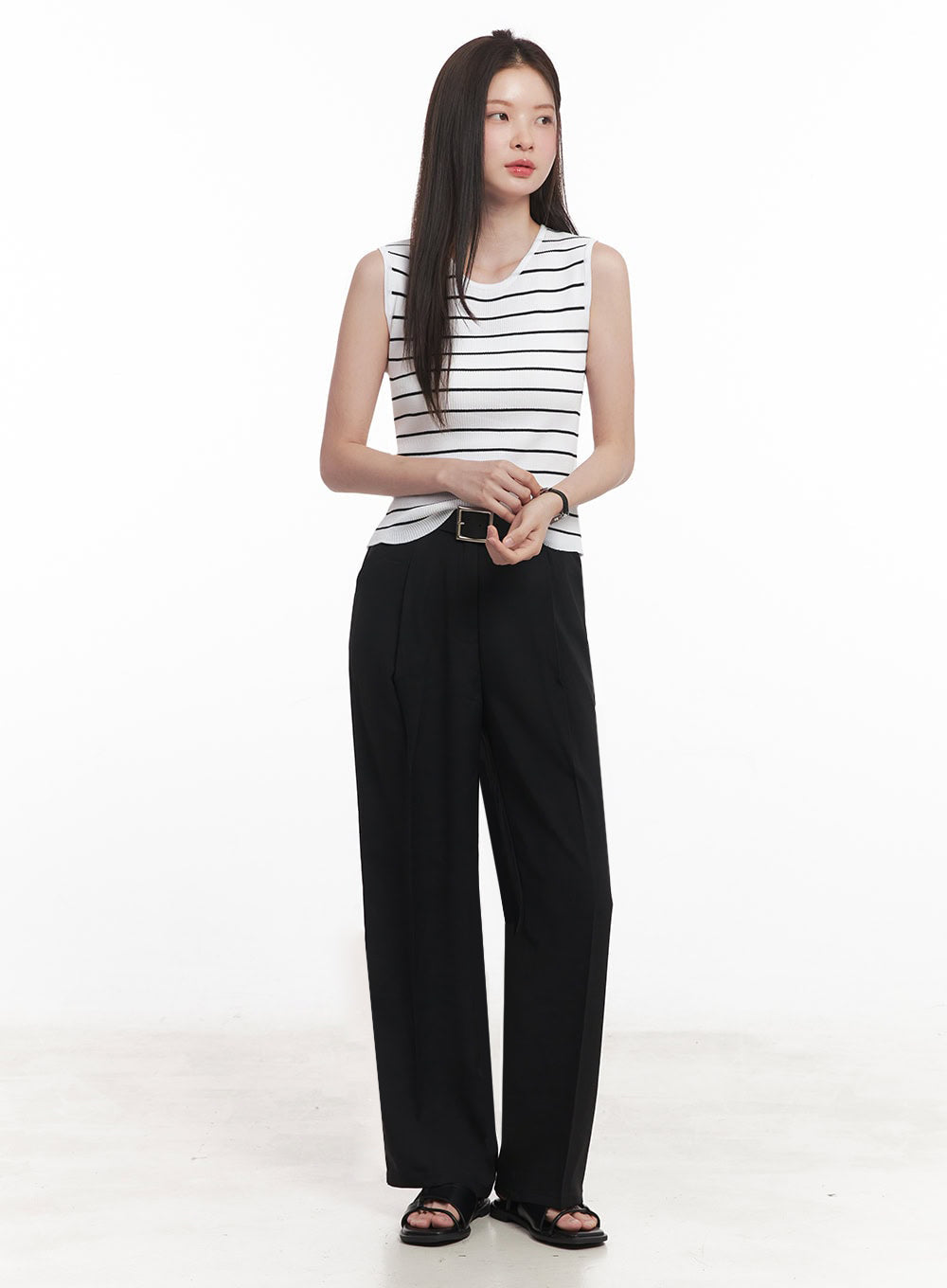 Stripe Slim Sleeveless Top IY509