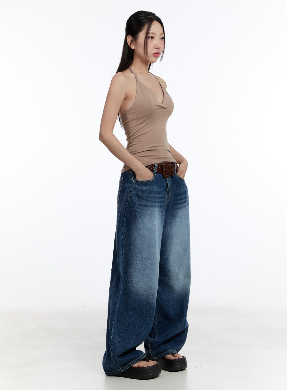 Amelie Washed Wide-Leg Jeans IU504