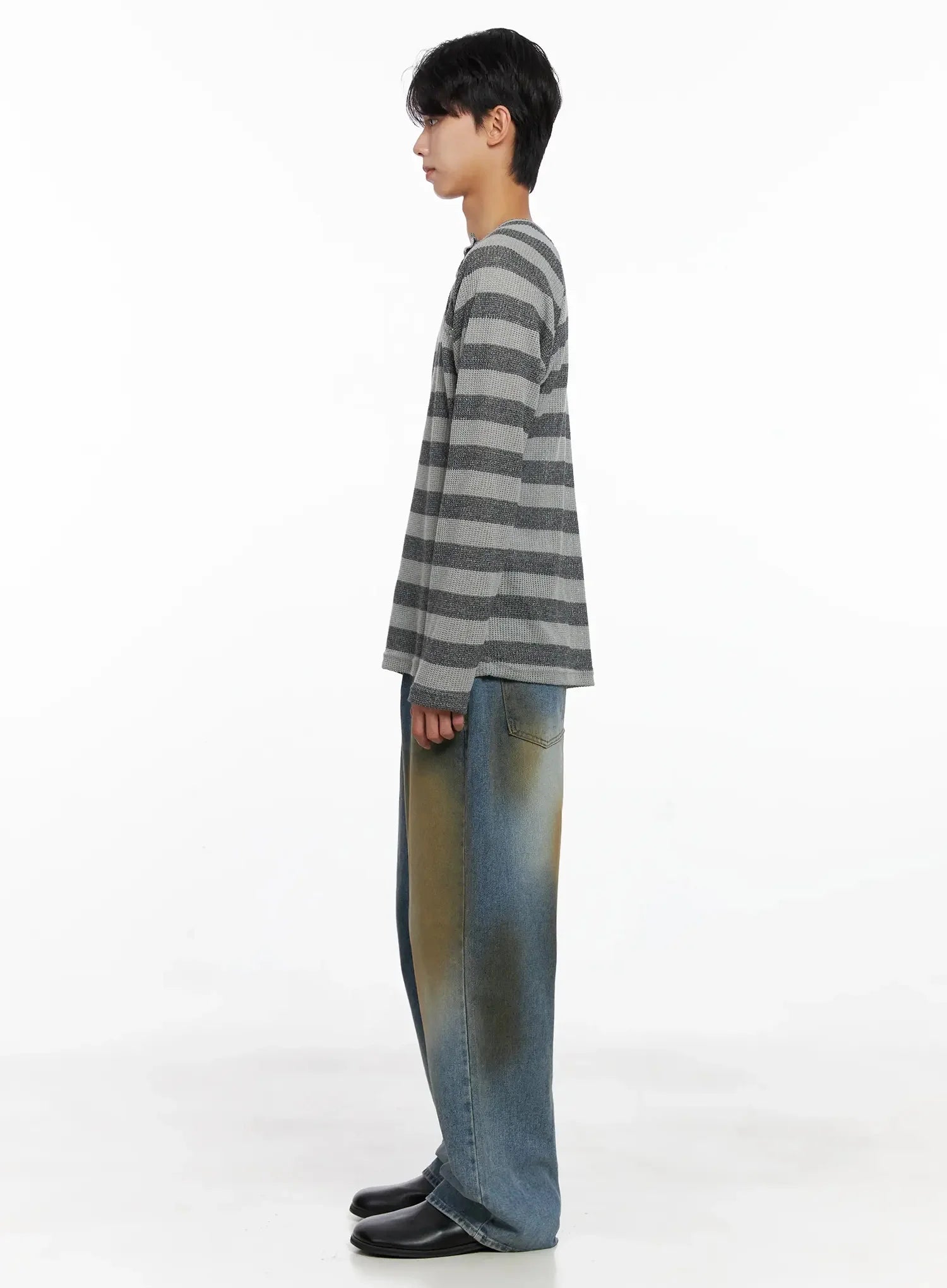 Men's Vintage Washed Wide-Leg Jeans IO516