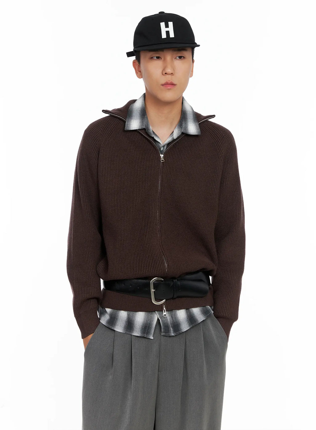 Men's Knit Zip-Up Sweater IS502