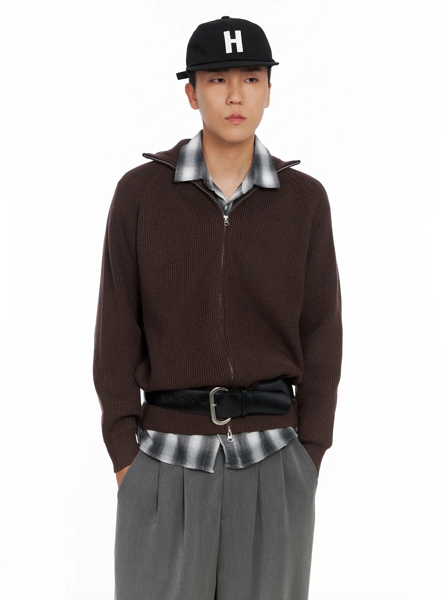 Men's Knit Zip-Up Sweater IS502