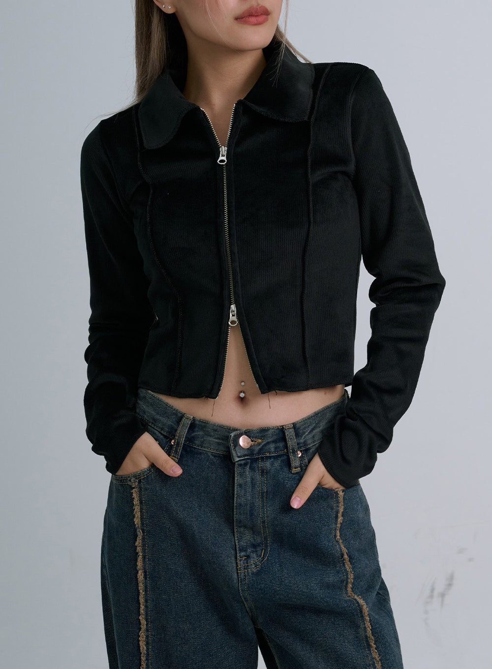 Retro Stitching Wide Denim Pants CO21