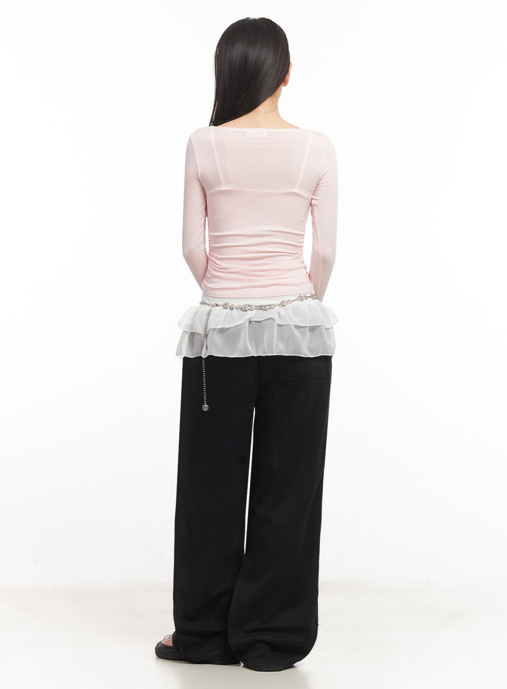 Wrap Shirred Long-Sleeve Crop Top IA524