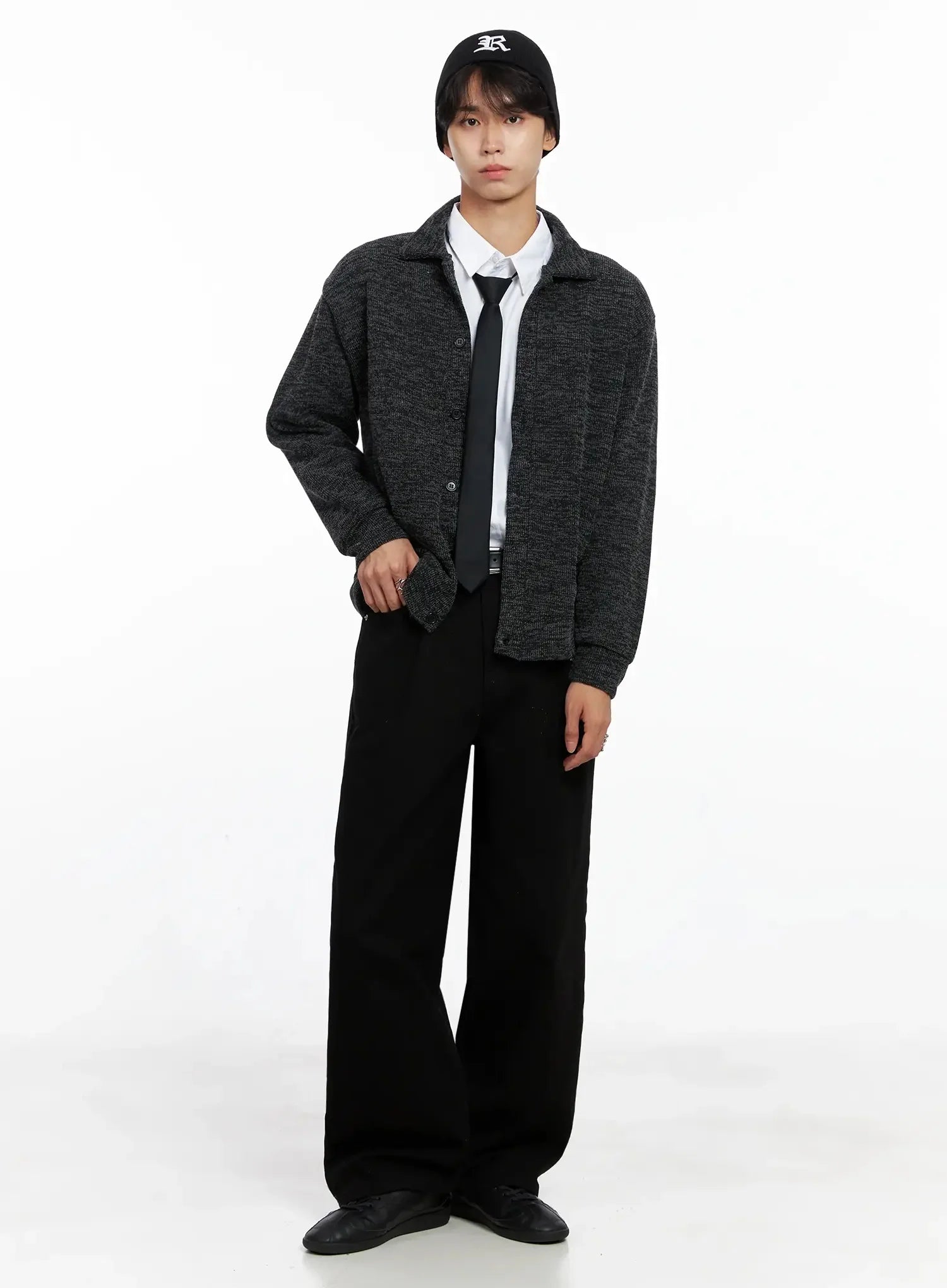 Men's Button-Up Collar Knit Cardigan IO517