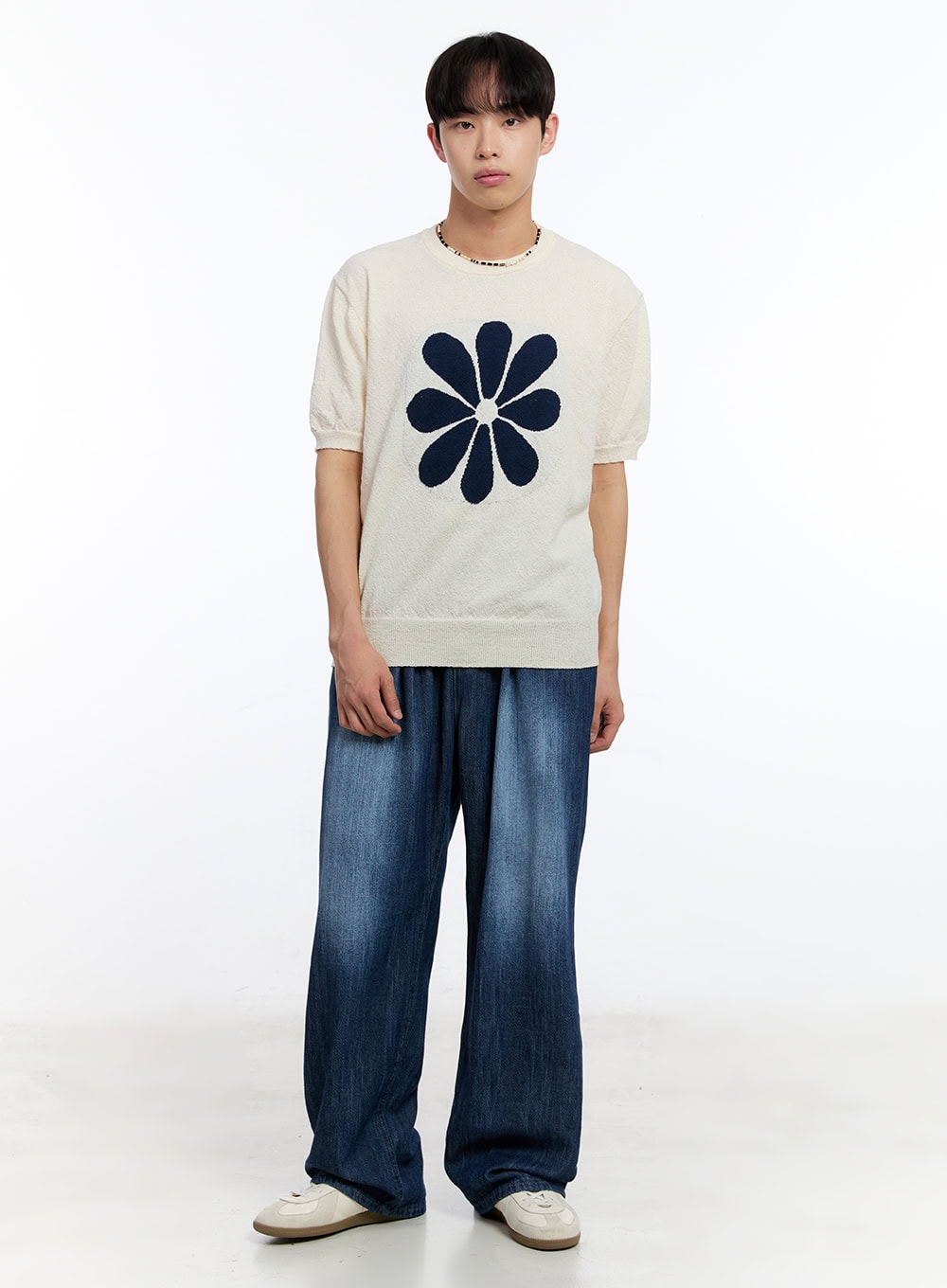 Men's Pintuck Denim Sweatpants (Dark Blue) IY529