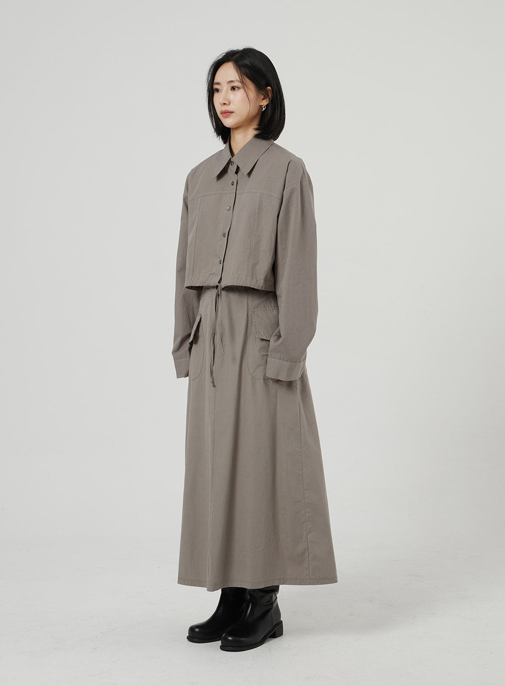 String Detail Cropped Shirt OF310