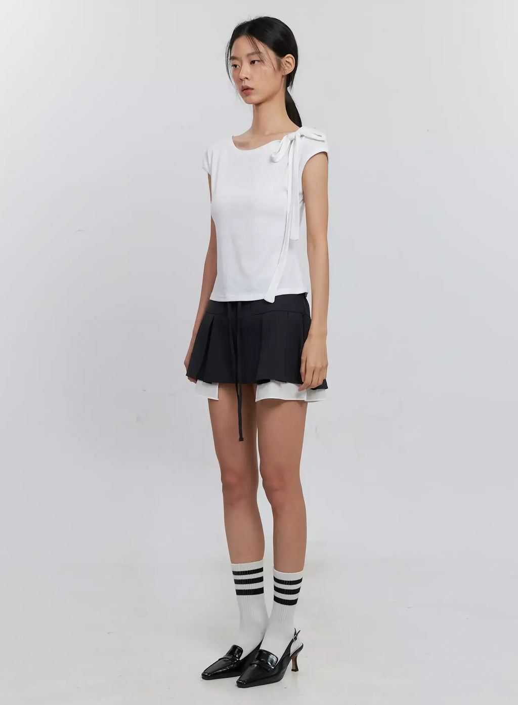 Layered Pleated Mini Skirt IS516