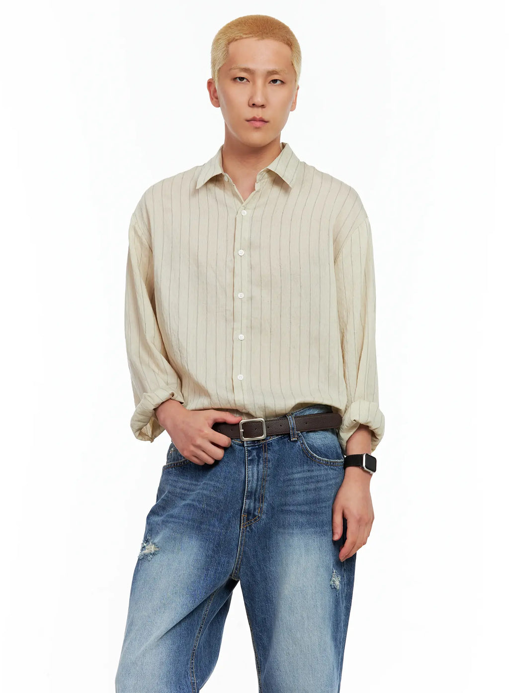 Men's Linen Button-Up Shirt IL514