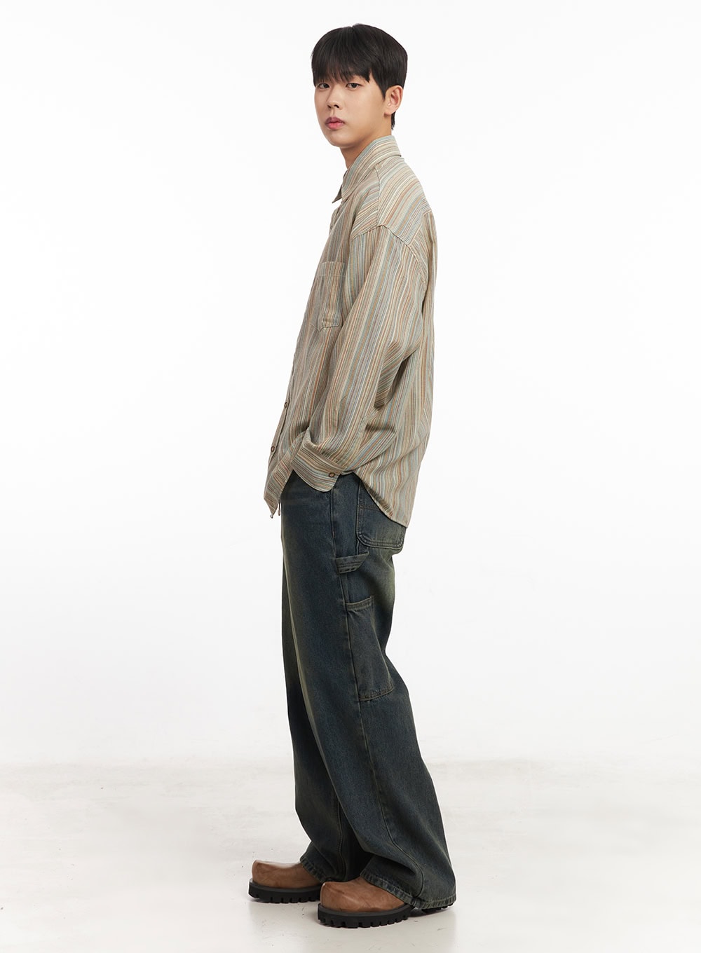 Men's Oversize Stripe Collared Shirt IM527