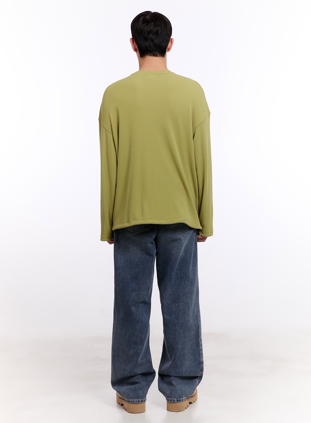 Men's Oversized Waffle-Knit Long Sleeve Tee IM512