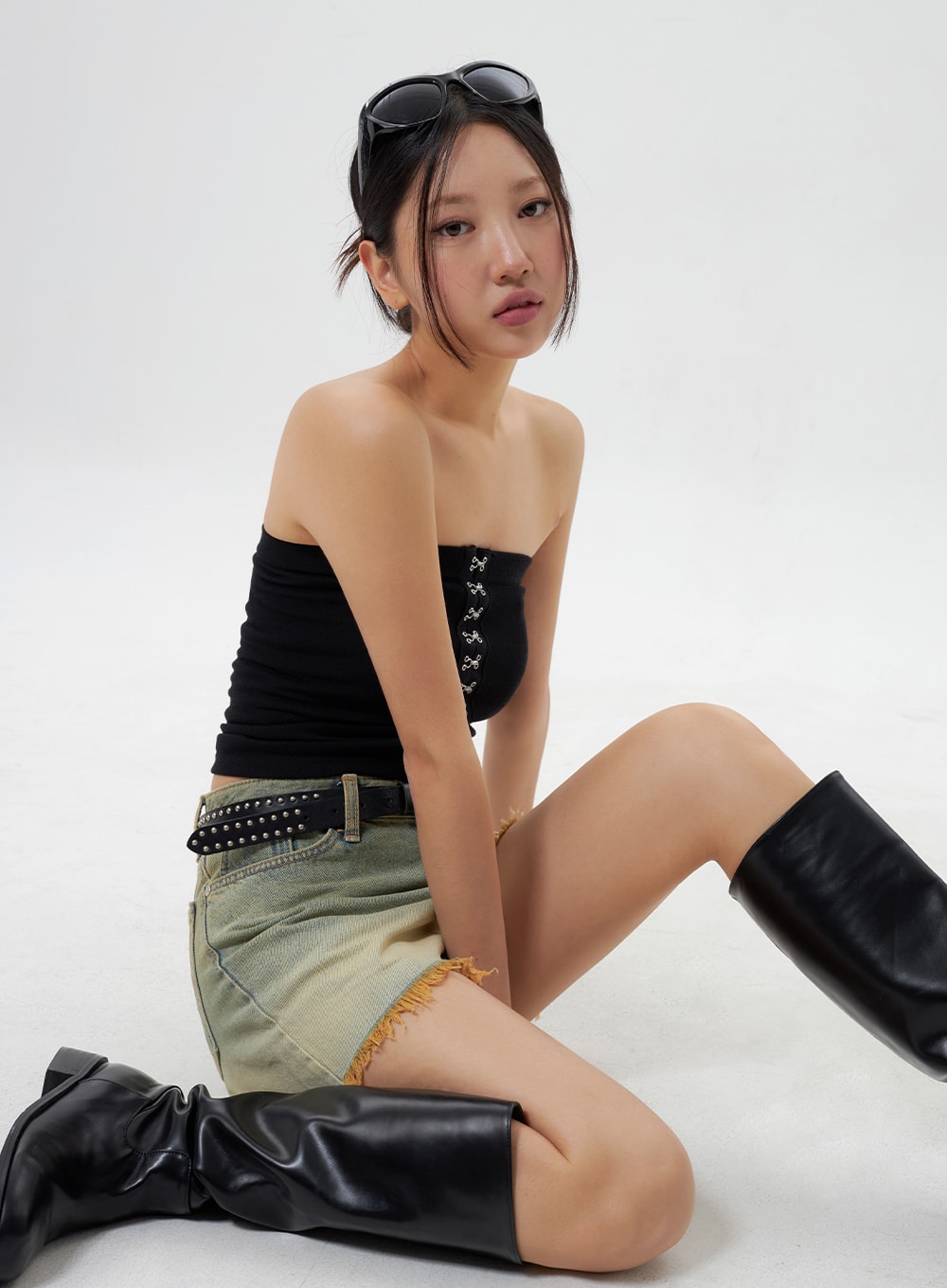 Denim Ripped Hem Shorts CY325