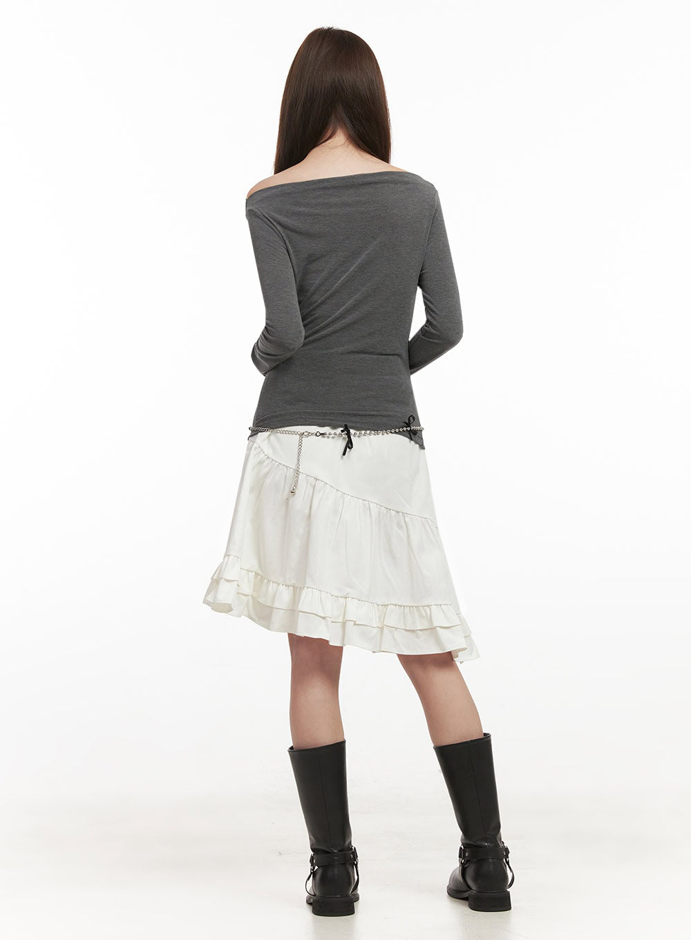 Chic Boat Neck Long Sleeve Top IJ527