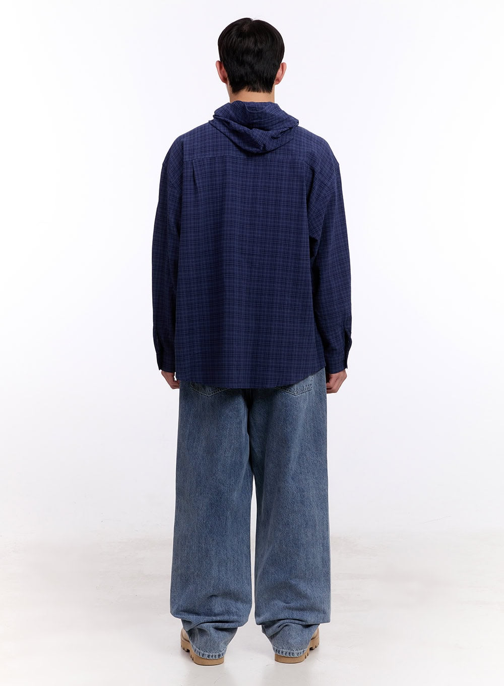 Men's Loose-Fit Plaid Hooded Shirt IM512