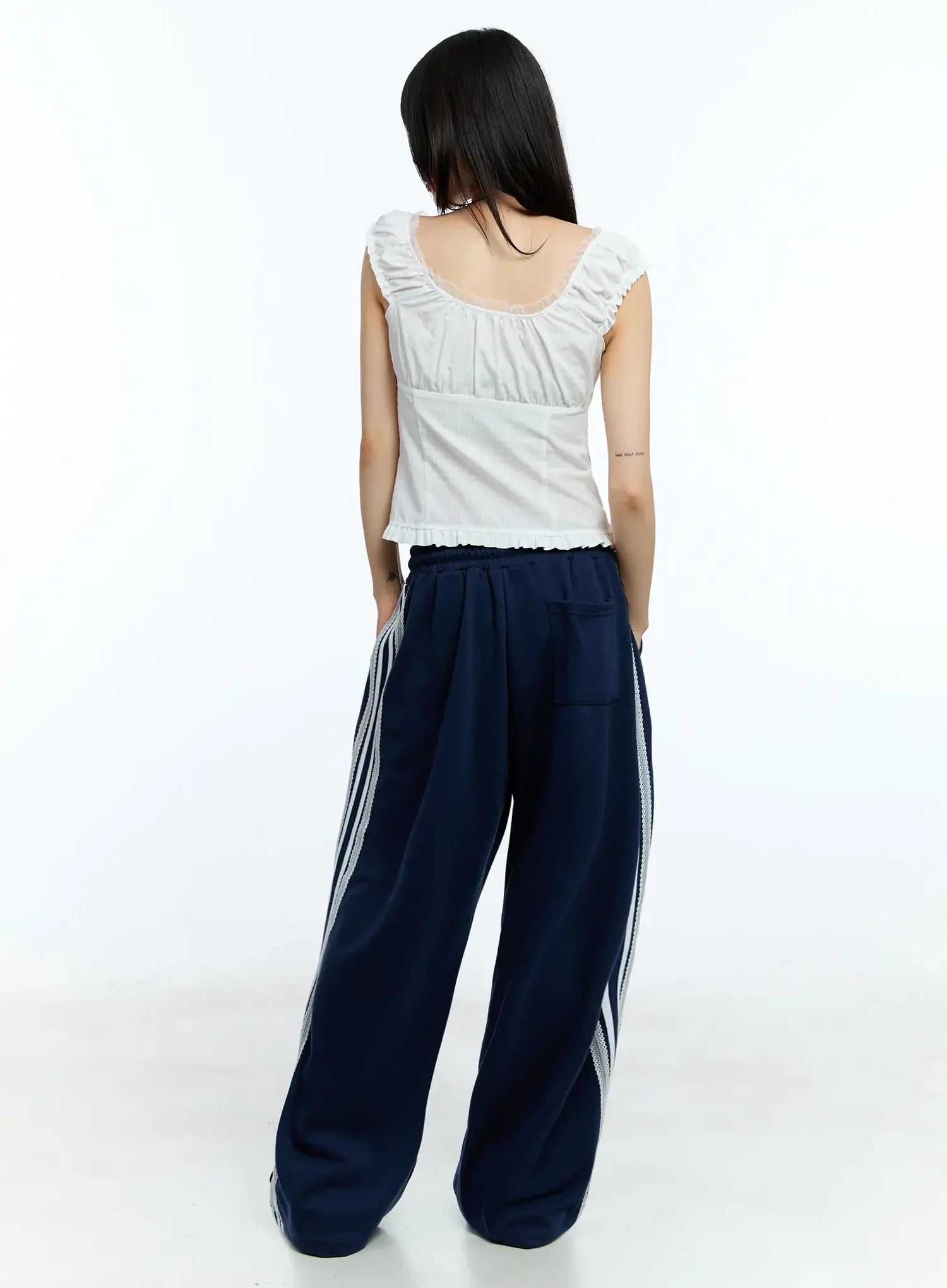 Frill-Trim Sleeveless Blouse IU525