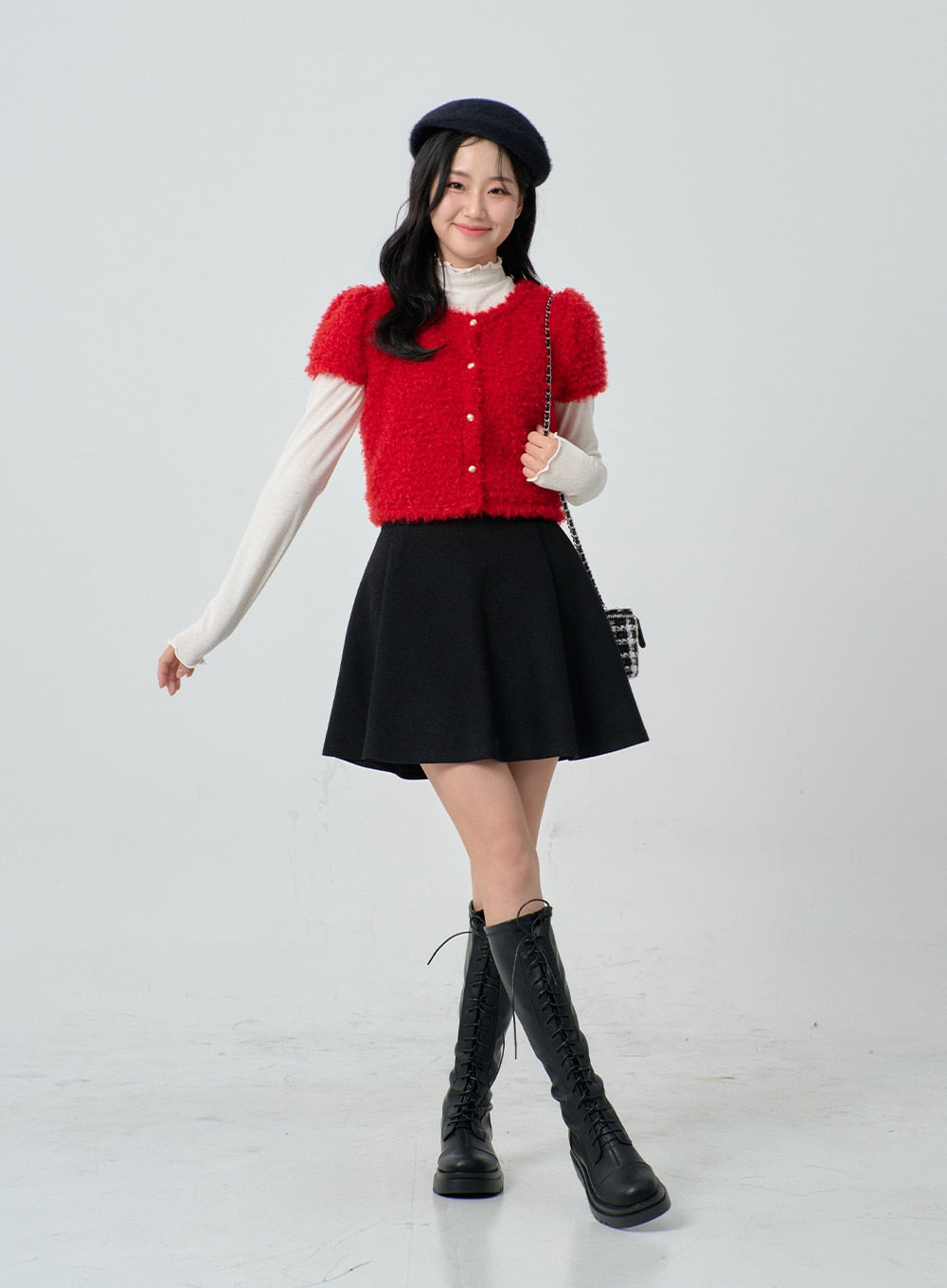 Poodle Short Sleeve Gold Button Cardigan BN02