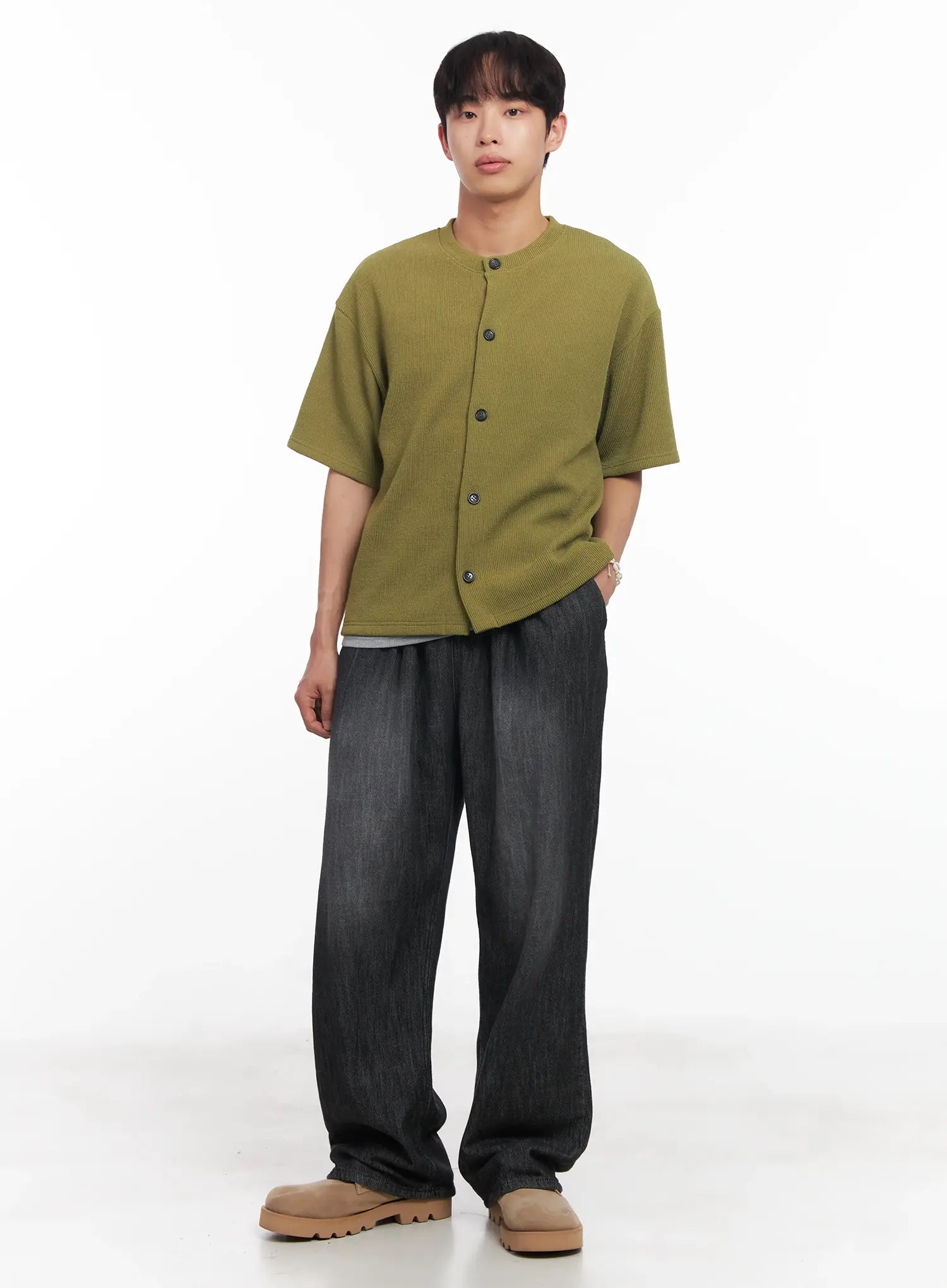 Men's Adjustable Linen Denim Pants (Black) IU518