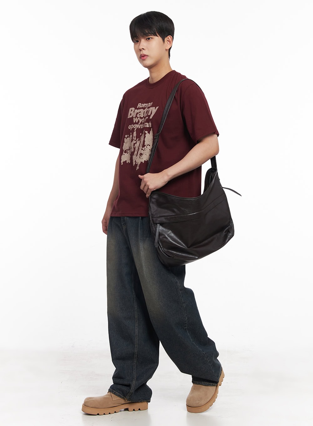 Men's Loose-Fit Round-Neck Graphic T-Shirt IY522