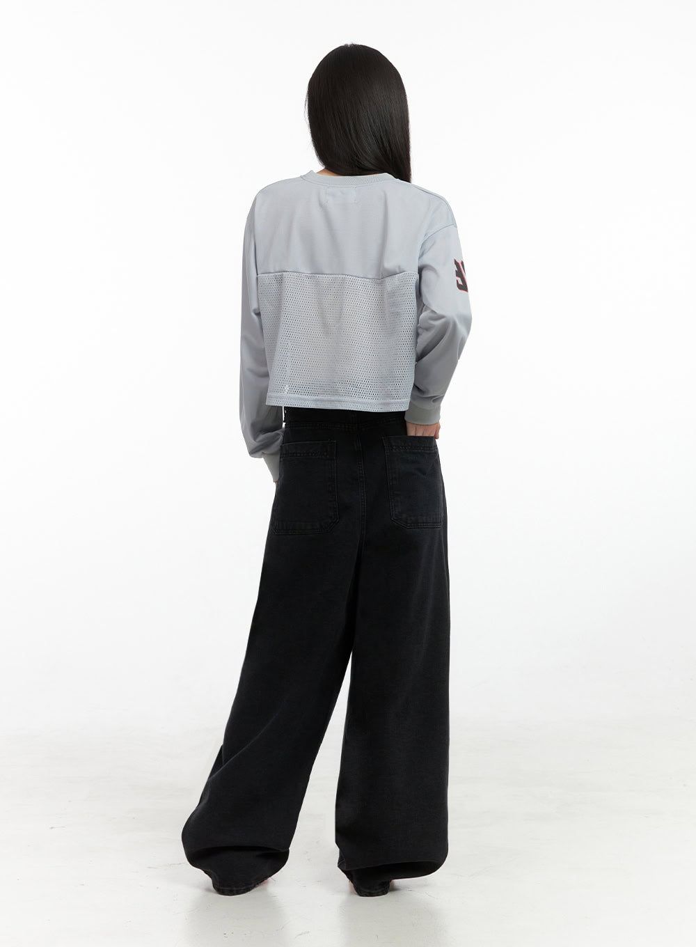 Lettering Mesh Crop Top IO430