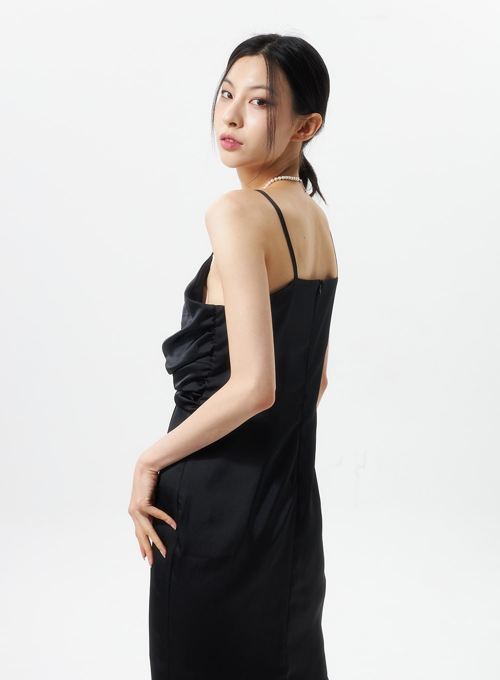 Cross Bust Satin Maxi Dress IU326