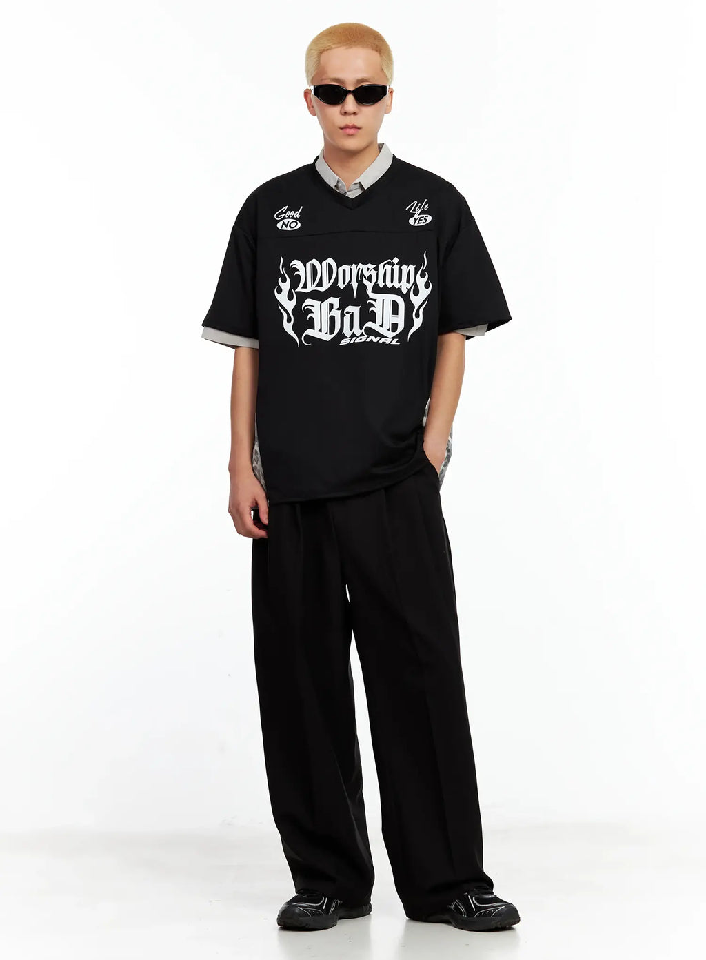 Men's Pleated Wide-Leg Pants IL511