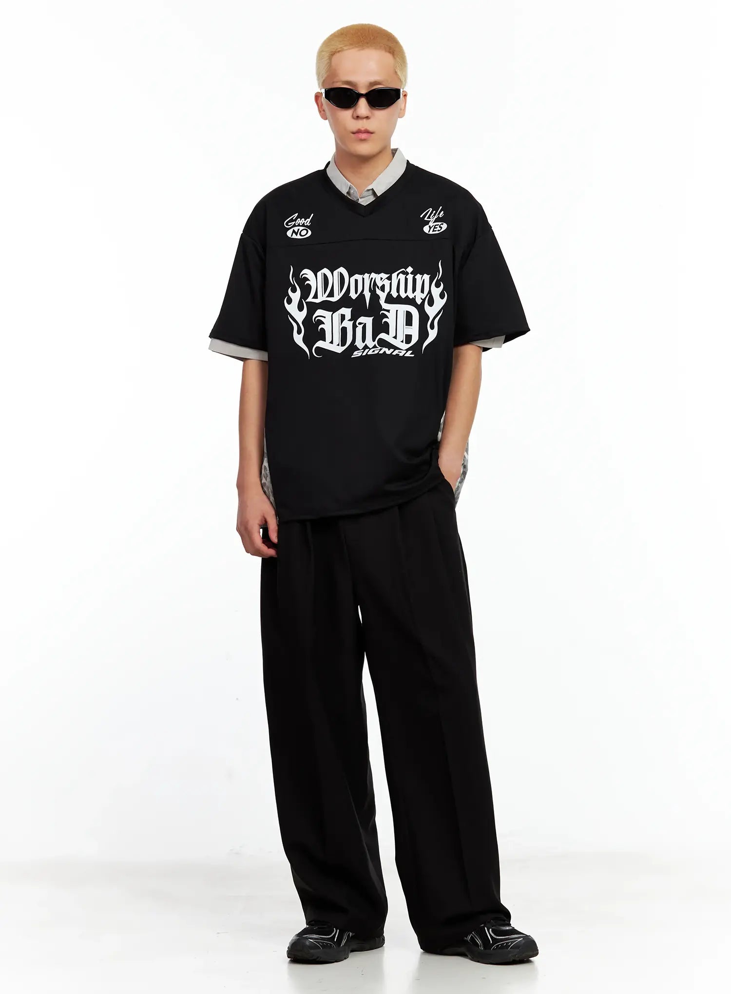 Men's Pleated Wide-Leg Pants IL511